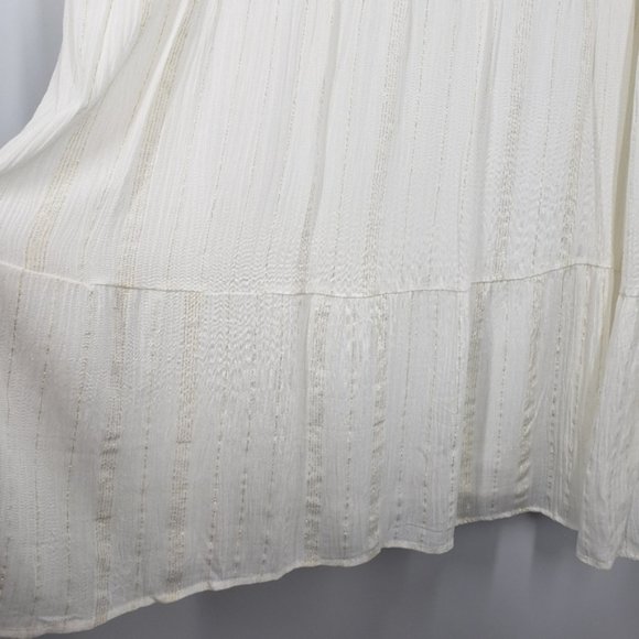 2X Andree by Unit White Sleeveless Dress Summer Tier Metallic Prairie - Picture 6 of 10